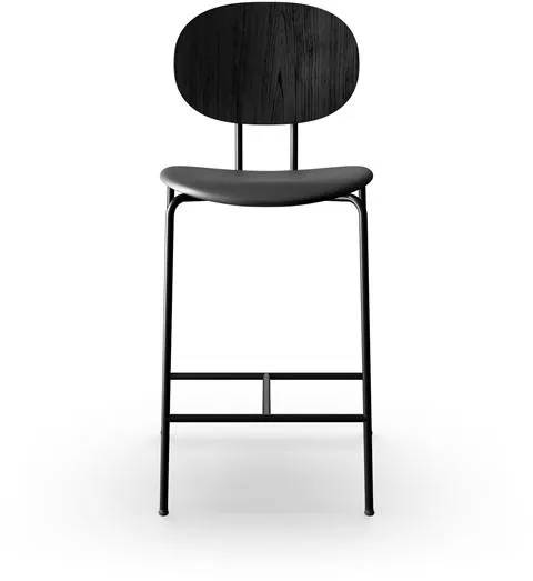 Sibast Furniture Piet Hein Bar Stool Black in Black Oak and Black Leather