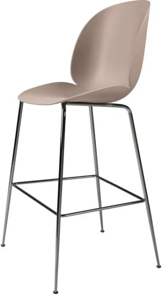 GUBI Beetle Bar Stool H75 Conic Base Black Chrome/Sweet Pink