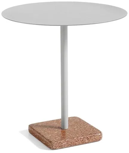 HAY Terrazzo Outdoor Café Table Ø70 Sky Grey/Red Terrazzo