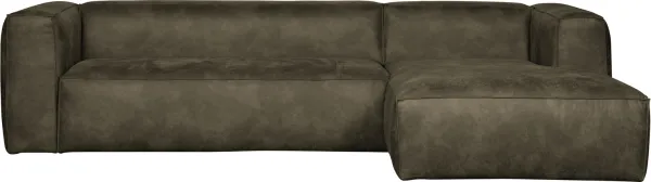 Bean, Corner sofa right-facing, army green, H73x175x305 cm, leather