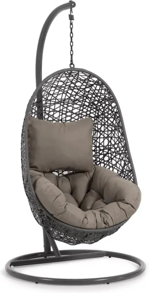 Florina, Outdoor hanging chair, grey, rattan