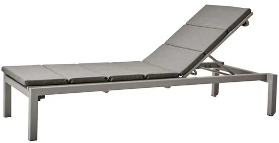 Cane-Line Relax sun lounger - light grey with grey cushion