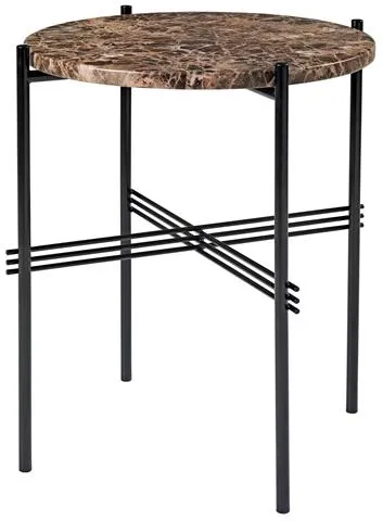 GUBI TS Side Table Round Ø40 Black/Brown Emperador Marble