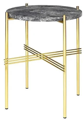 GUBI TS Side Table Round Ø40 Brass/Grey Emperador Marble