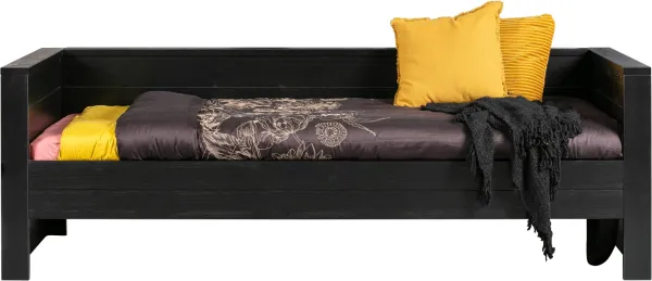 Dennis, Sofa bed, black, H73x101x219 cm, pine
