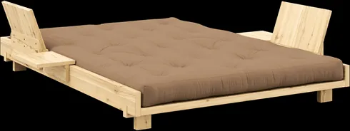 Karup Design Social Sofa Bed With 2 Backrests, Side Tables & Mattress 140x200 Mocca/Clear Lacquered