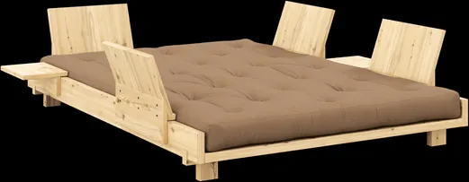 Karup Design Social Sofa Bed With 4 Backrests, Side Tables & Mattress 140x200 Mocca/Clear Lacquered