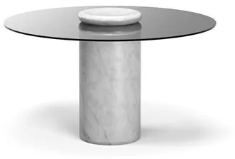 Karakter Castore Dining Table Ø130 Bianco Carrara Marble/Smoked Glass